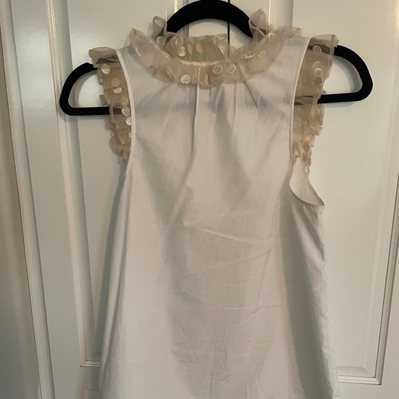 J. Crew Thomas Mason Blouse With Tulle Ruffle Trim 4. - Picture 4 of 6